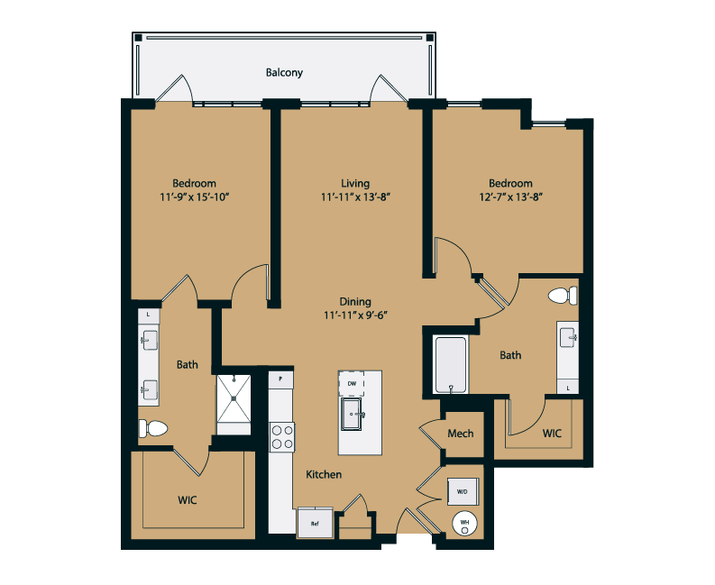Floor plan layout diagram for 2B
